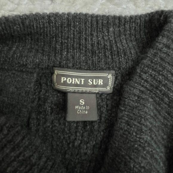 Point Sur Button Back Wool Alpaca Sweater Waffled Supersoft Yarn  Gray - Picture 5 of 10